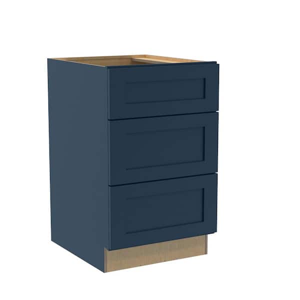 Newport 21 in. W x 24 in. D x 34.5 in. H Assembled Plywood Drawer Base Kitchen Cabinet in Mythic Blue with Soft Close