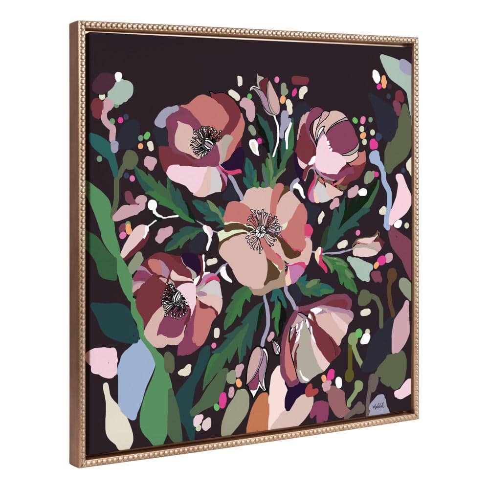 Gold Framed Colorful Botanical Canvas Print, 30" x 30"