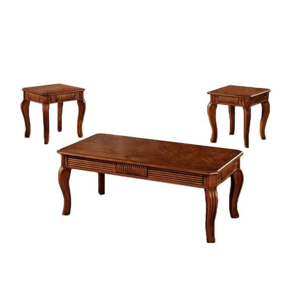 Furniture of America Maywood Table Set in Antique Oak (3-Piece)