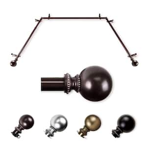 13/16" Dia Adjustable 20"-36", 38"-72" Bay Window Curtain Rod with Stevie Finials in Cocoa