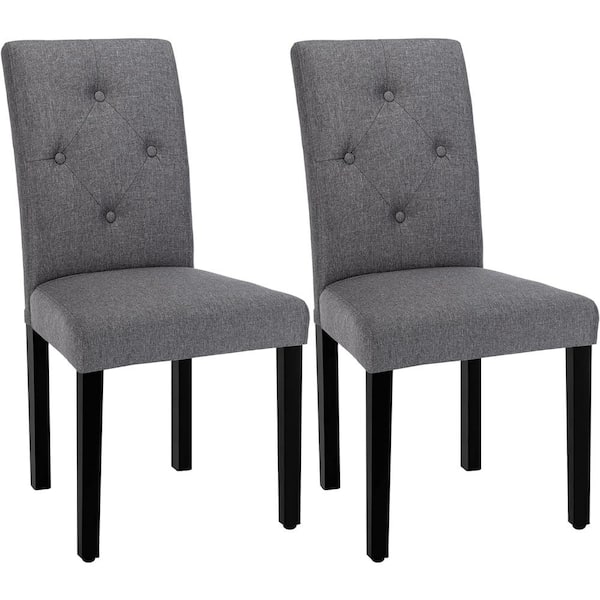 Upholstered Dining Chairs Set, Modern Fabric and Solid Wood Legs and High Back for Kitchen/Living Room, Gray Set of 2