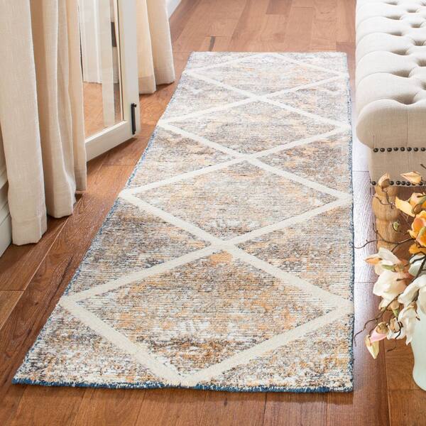 Artistry 2 ft. x 9 ft. Ivory/Gold Diamond Marle Runner Rug