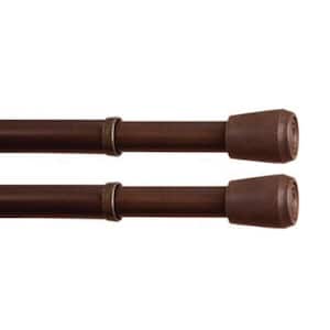 Fast Fit No Tools 28 in. - 48 in. Adjustable Spring Tension Curtain Rod, 7/16 in. Dia. in Chocolate Brown, Set of 2