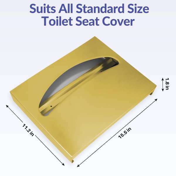 Stainless Steel Toilet Seat Cover Dispenser, Wall Mount Single or 1/2 Fold Large Toilet Seat Covers Holder, Gold