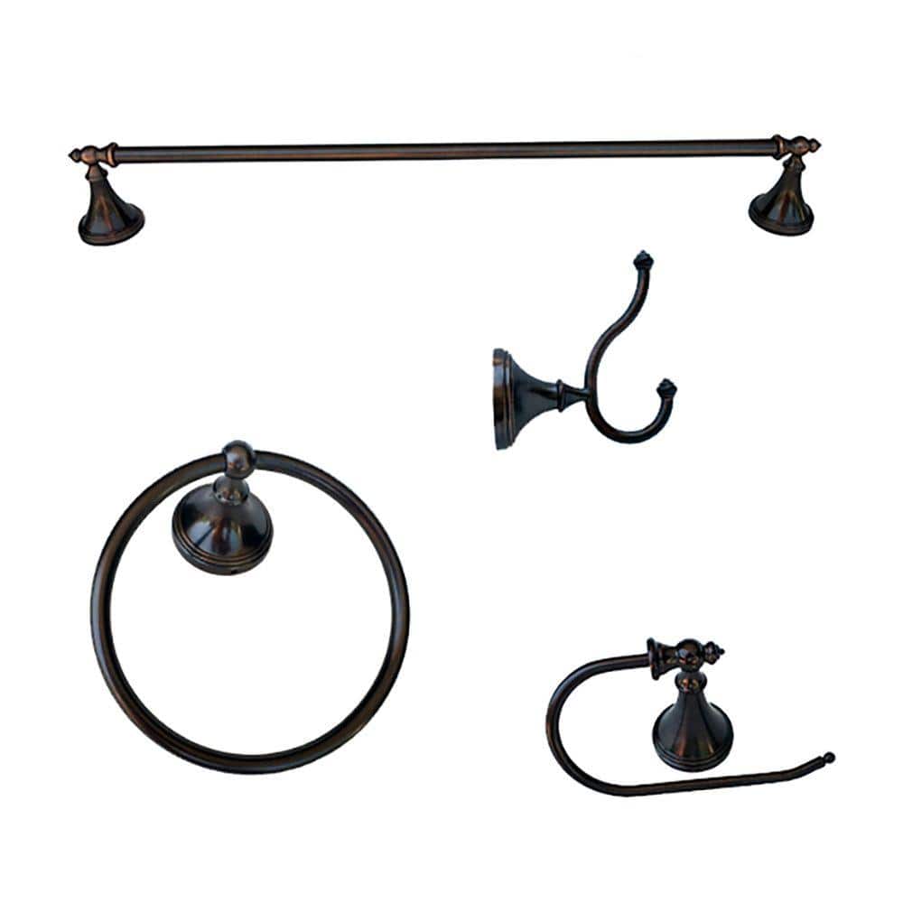 Oil-Rubbed Bronze 4-Piece Bathroom Hardware Set
