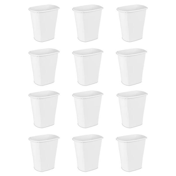 Sterilite 10 Gal. White Ultra Plastic Wastebasket Trash Can (12-Pack)