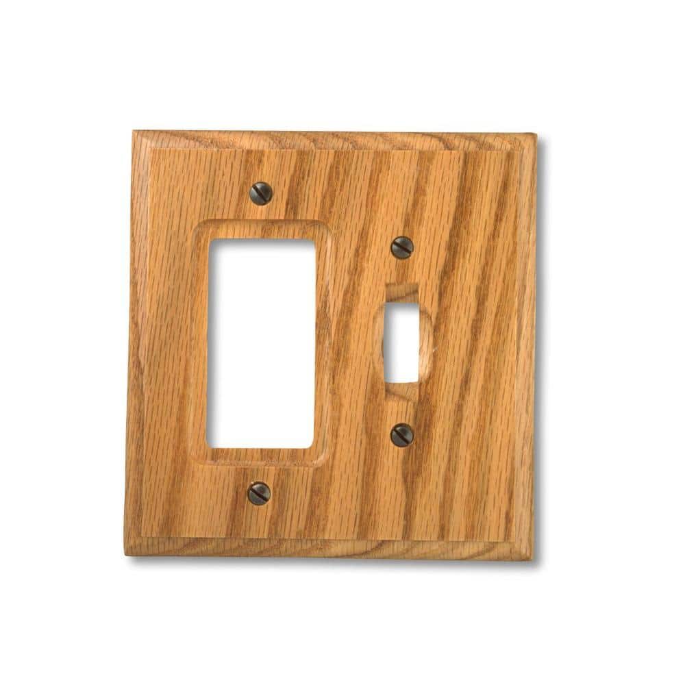 Light Oak Wood Single Toggle and Rocker Wallplate