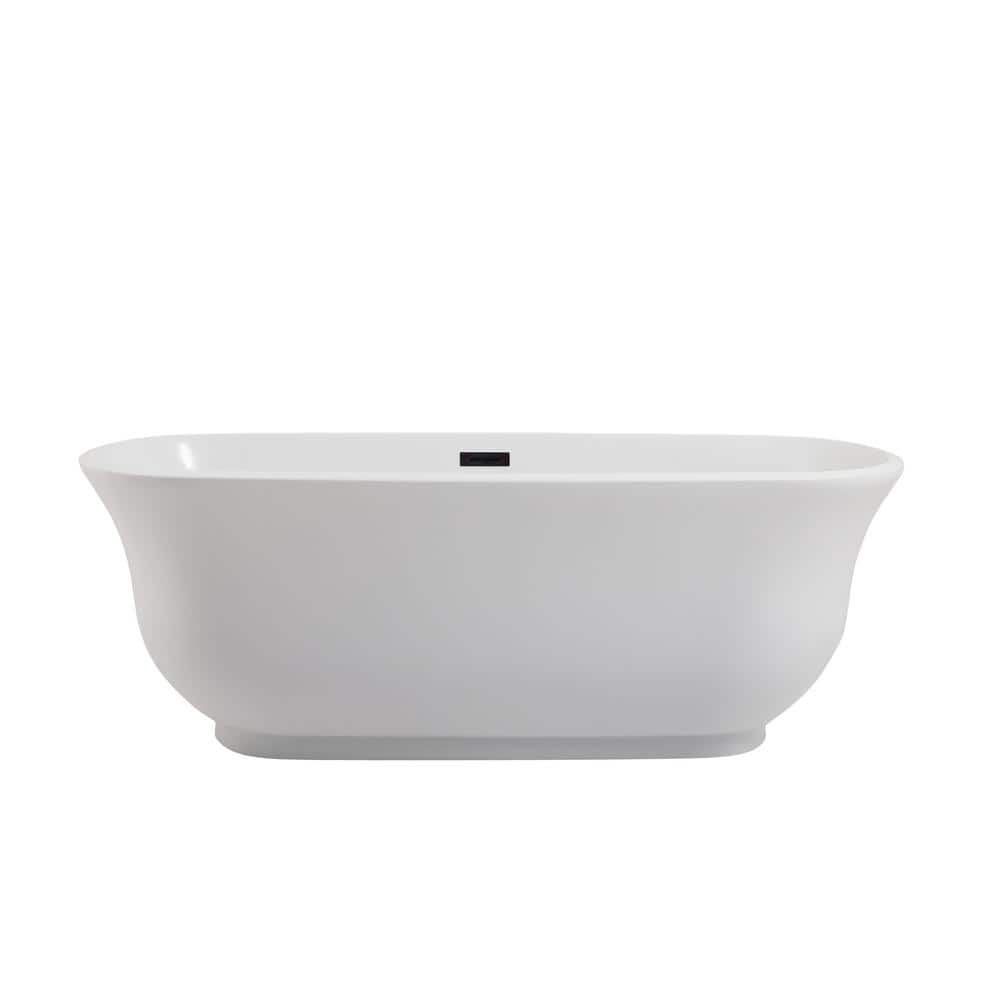 Timeless Home 67 in. L x 31 in. W x 23 in. H Oval Acrylic Flat-Bottom Non-W