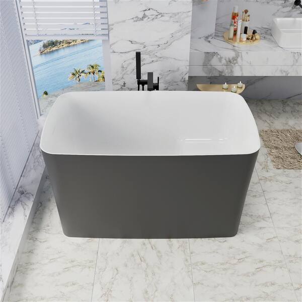 Mokleba 61 in. Single Slipper Acrylic Freestanding Flatbottom Bathtub with  Polished Chrome Drain Soaking Tub in White BTMK1506B61 - The Home Depot