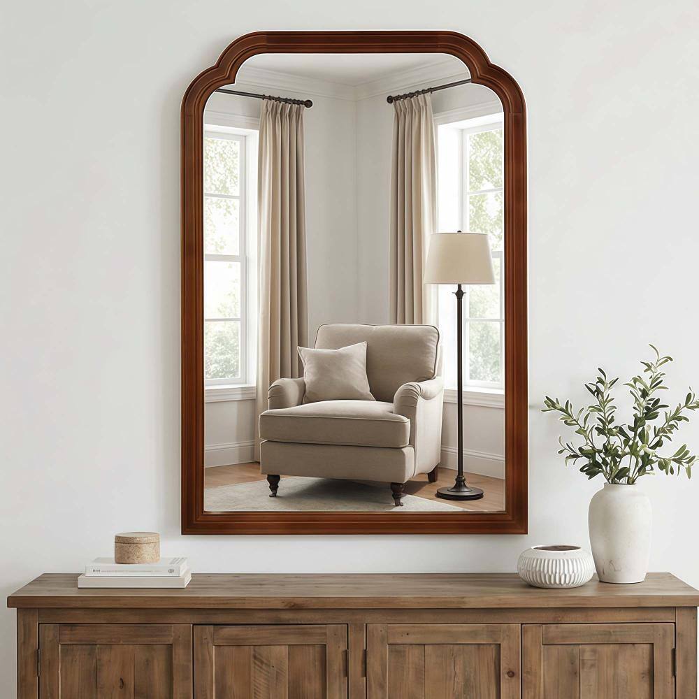 "24"" x 36"" Solid Wood Frame Rounded Corner Decorative Mirror, For Bedroom, Bathroom, Black Walnut" price history on PriceWatchPro
