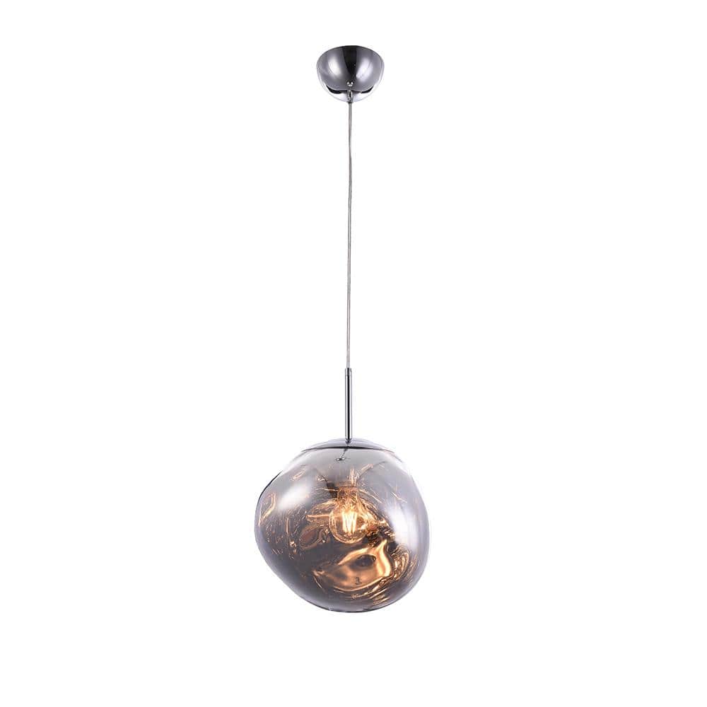 Elsie II 60-Watt Integrated LED Chrome Globe Pendant with Glass Shade
