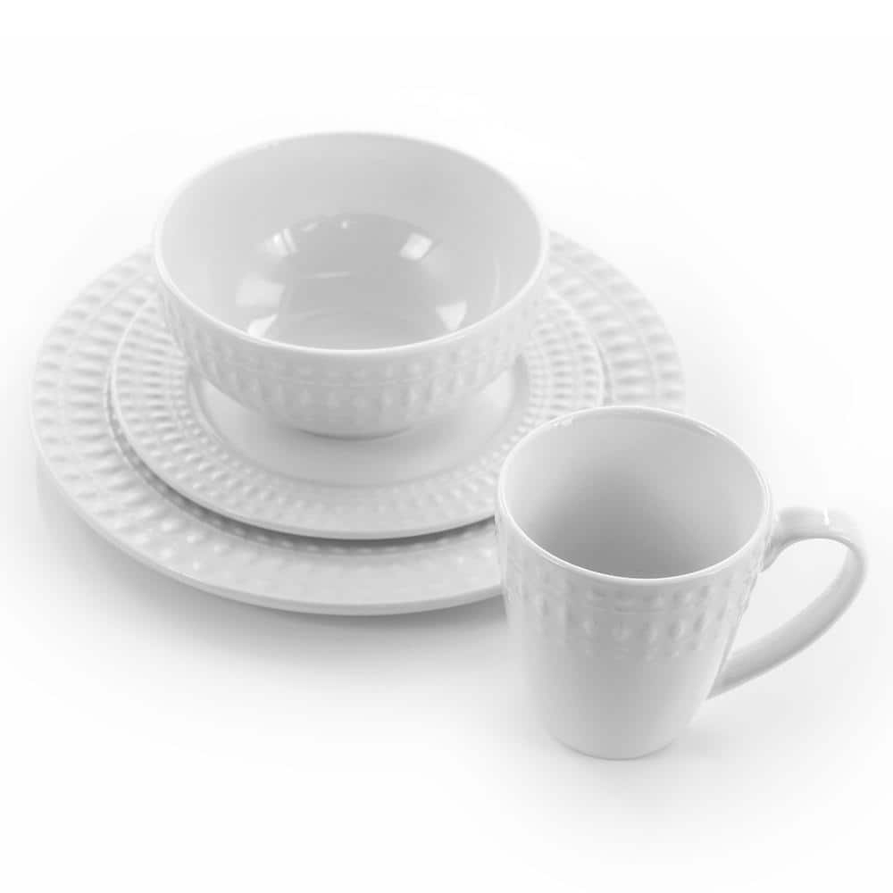 White Porcelain 16-Piece Round Dinnerware Set