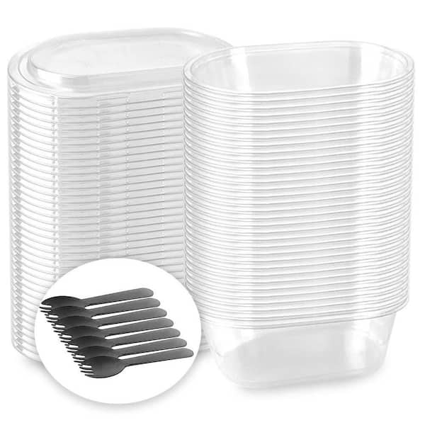 50-Piece Square Disposable Cake Boxes Plastic Carrier Set Transparent Secure Lids Practical Leakproof Design