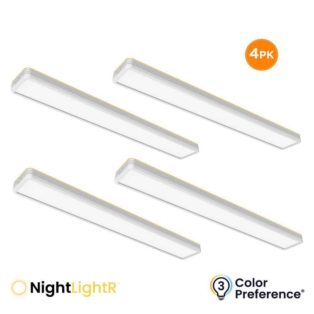 4-Pack WELLEN 4 ft. x 6 in. LED Flush Mount with Night Light, 3200 Lumens, 40W, Selectable 3000K 4000K 5000K, White price history on PriceWatchPro