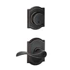Camelot Aged Bronze Single Cylinder Deadbolt with Accent Entry Door Handle Combo Pack