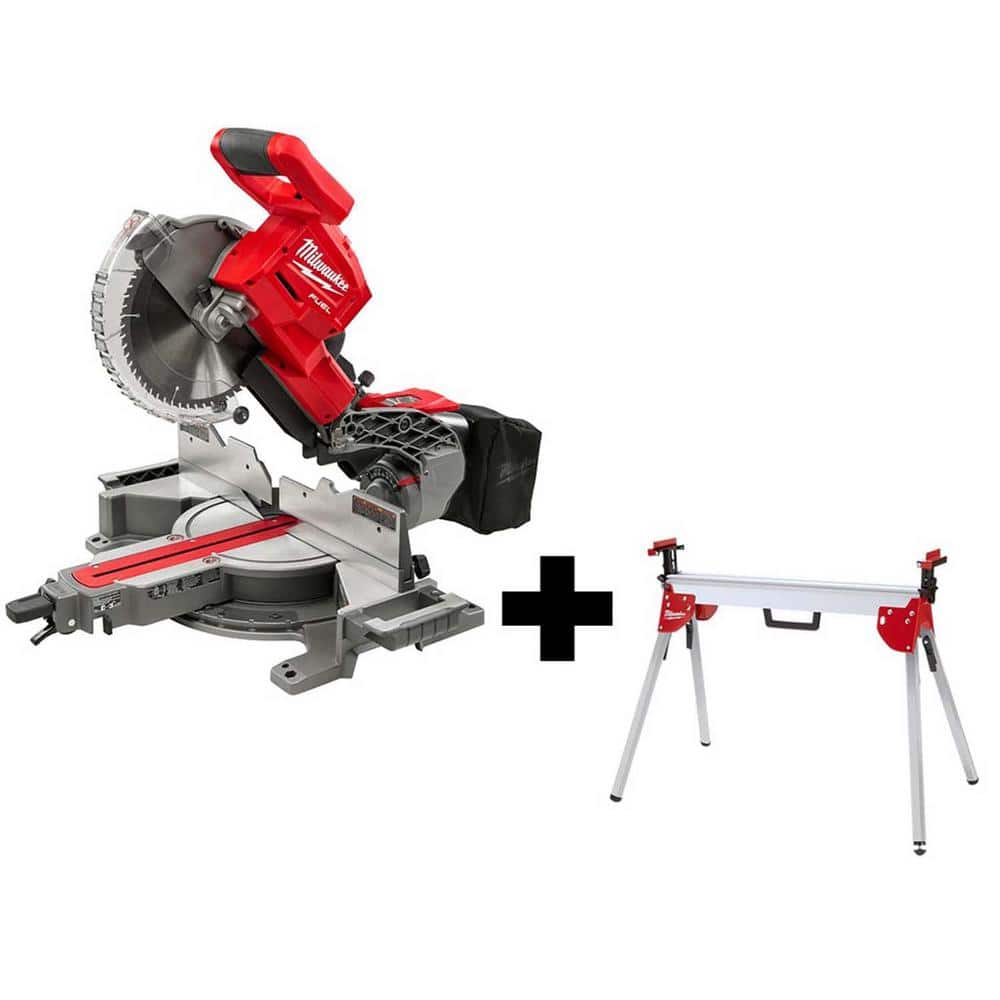 Milwaukee M18 FUEL 18V Lithium-Ion Brushless Cordless 10 in. Dual Bevel Sliding Compound Miter Saw with Stand (Tool-Only) -  2734-20-48-0E