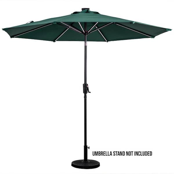 Sun-Ray 9 ft. Market Solar Patio Umbrella in Hunter Green
