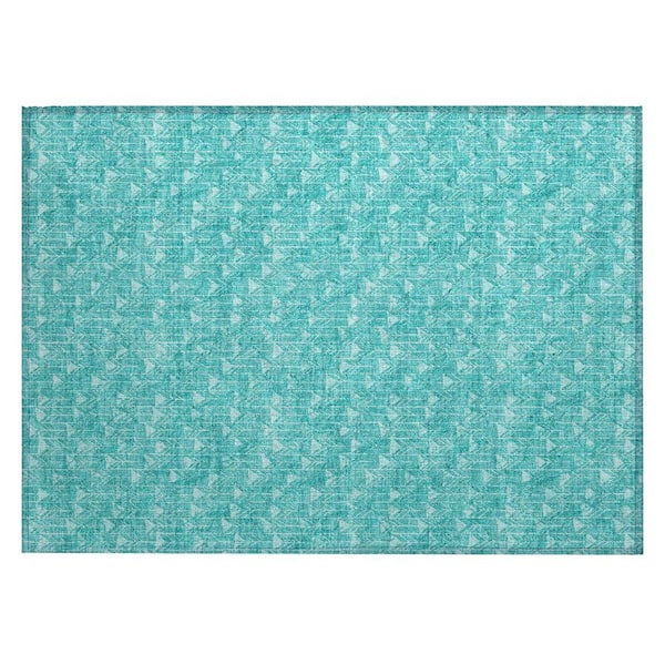 Turquoise 2 ft. x 3 ft. Geometric Indoor/Outdoor Area Rug