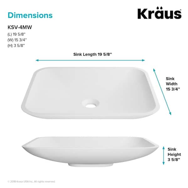 KRAUS Natura Rectangle Solid Surface Vessel Sink in White KRAUS Natura Rectangle Solid Surface Vessel Sink in White