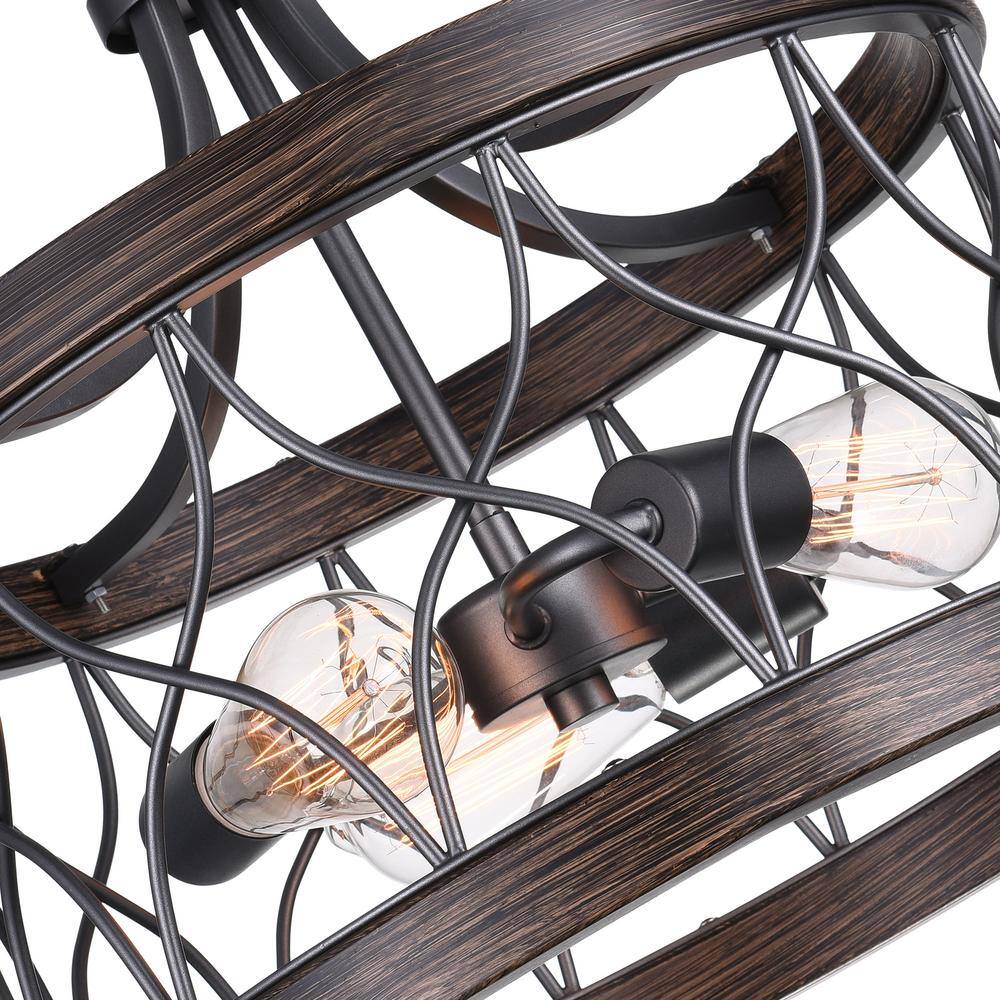 16" Gunmetal LED Drum Cage Semi-Flush Ceiling Light