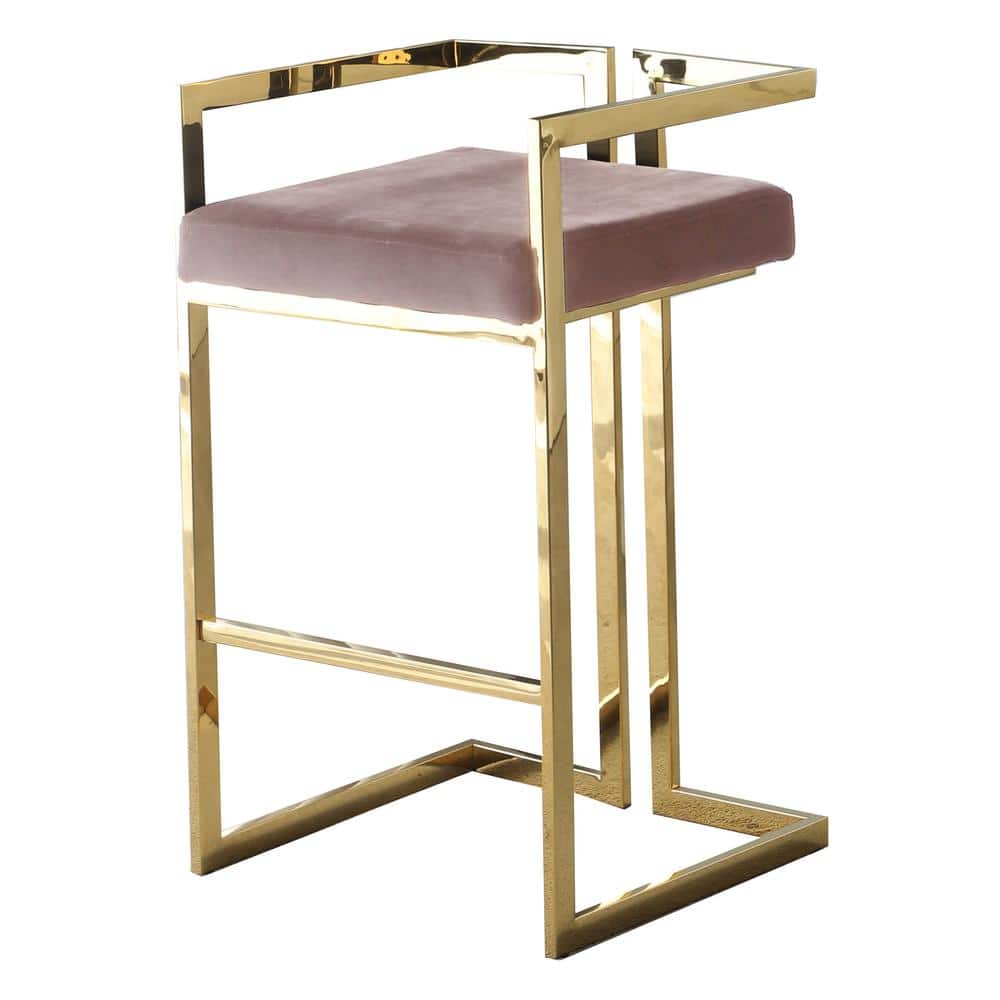 Best Master Furniture Luxe 31 in. H Pink/Gold Bar Stools (Set of 2