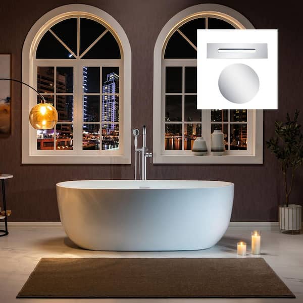 WOODBRIDGE Millville 67 in. Acrylic FlatBottom Double Ended Bathtub with Chrome Overflow and Drain Included in White