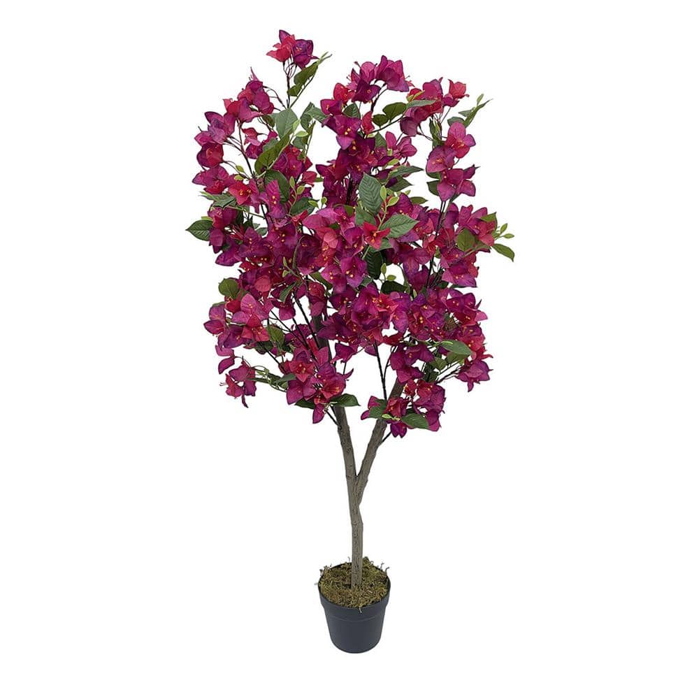 4FT Artificial Plum Blossom Bougainvillea Tree Green Plant with Branches An