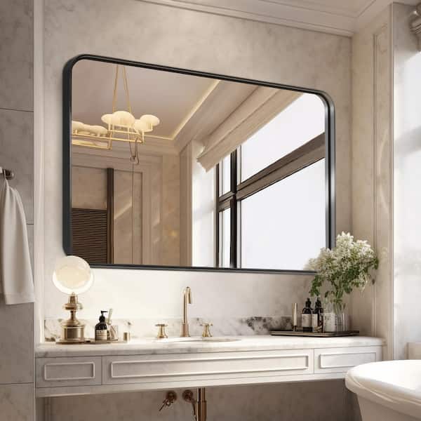 Lirago 30 in. W x 40 in. H Deep Frame Wall Decorative Mirror in Black