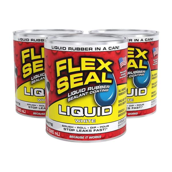 Flex Seal Liquid White 1 qt. Liquid Rubber Sealant Coating (3-Pack)