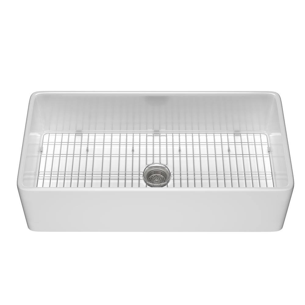 NTQ 36 in. ApronFront Kitchen Sinks White Single Bowl Drop In Sink
