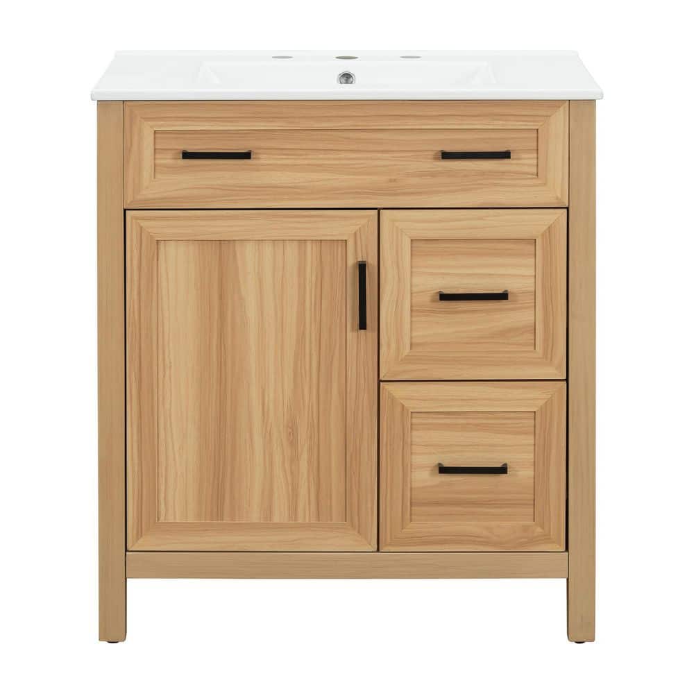 Virubi 30 in. W Single Sink Acacia Wood Color Bath Vanity with
