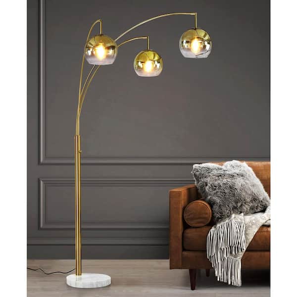 HomeGlam Metro 83 Brushed Brass 3-Lights LED Dimmable Globes
