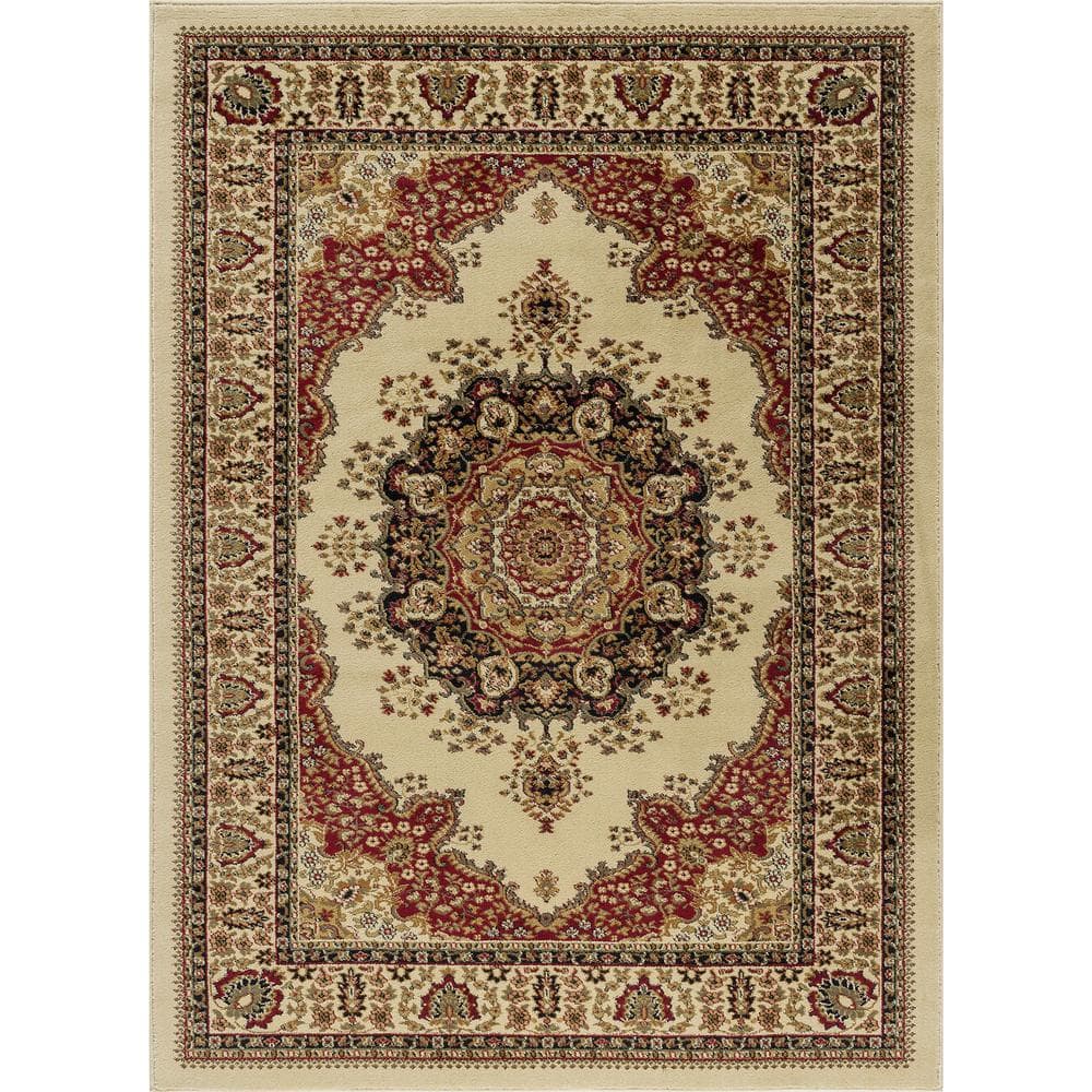 Tayse Rugs Sensation Border Ivory 11 ft. x 15 ft. Indoor Area Rug 