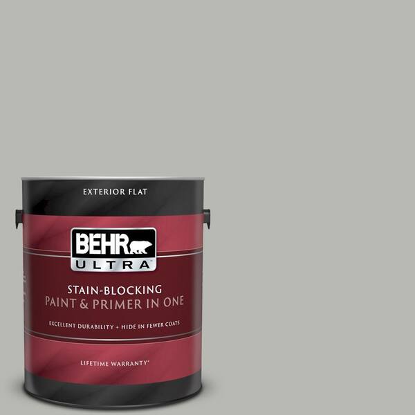 BEHR ULTRA 1 gal. #UL260-18 Classic Silver Flat Exterior Paint and Primer in One