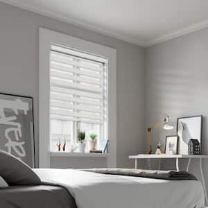 Cut-to-Size Alabaster Cordless Light Filtering Dual Layer Privacy Polyester Zebra Roller Shade 33.25 in. W x 72 in. L