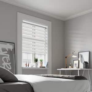 Cut-to-Size Alabaster Cordless Light Filtering Dual Layer Privacy Polyester Zebra Roller Shade 37.5 in. W x 72 in. L