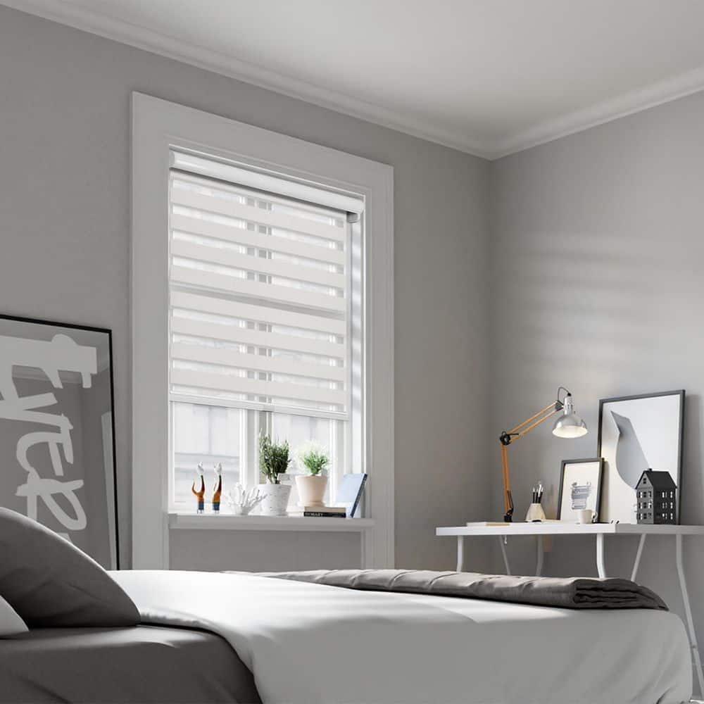 Cut-to-Size Alabaster Cordless Light Filtering Dual Layer Privacy Polyester Zebra Roller Shade 41.5 in. W x 72 in. L price history on PriceWatchPro