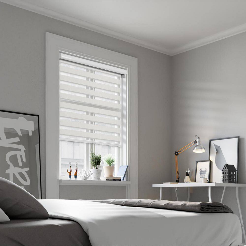 Cut-to-Size Alabaster Cordless Light Filtering Dual Layer Privacy Polyester Zebra Roller Shade 57.5 in. W x 72 in. L price history on PriceWatchPro