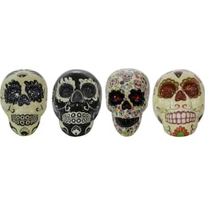 5.5 in. Sugar Skull Inspired Day Of The Dead Set Of 4 Yard Decoration