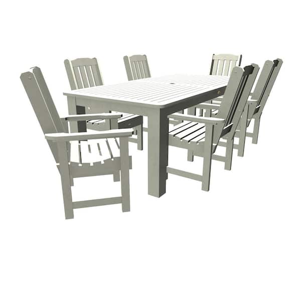 Highwood Lehigh White 7-Piece Recycled Plastic Rectangular Outdoor Dining Set