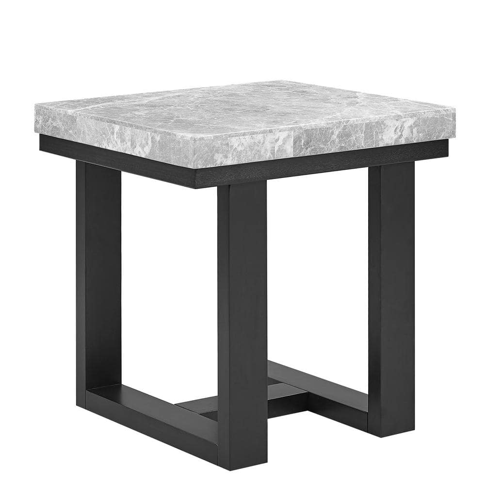 UPC 635178002435 product image for Lucca 24 in. W Espresso 24 in. H Rectangle Gray Marble Top End Table | upcitemdb.com