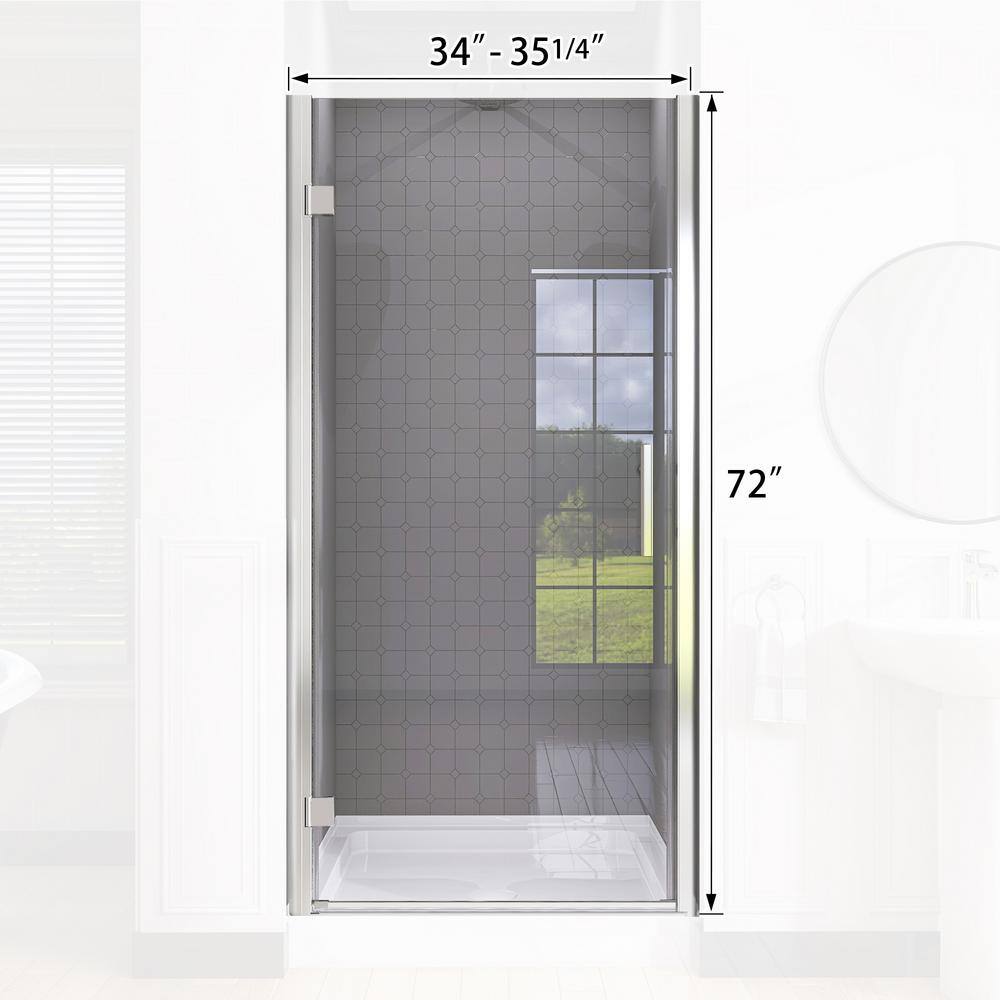 Chrome Frameless Pivot Shower Door with Clear Glass