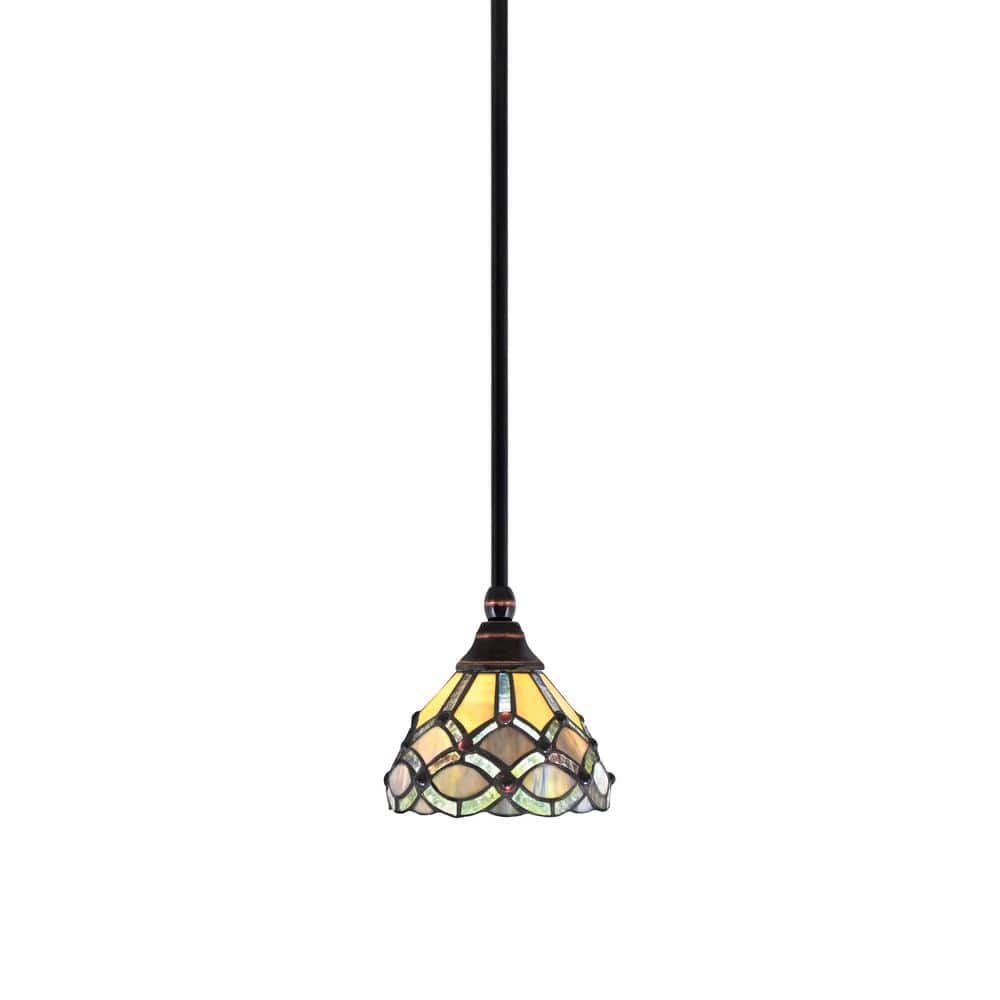Sparta 100-Watt 1-Light Black Copper Shaded Pendant Mini Pendant Light and 