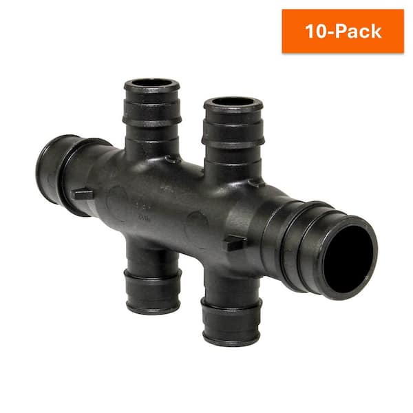 ProPEX 3/4 in. PEX Expansion Barb Engineered Polymer Open Opposing Multi-Port Tee, 1/2 in. Branches, 4-Outlets (10-Pack)