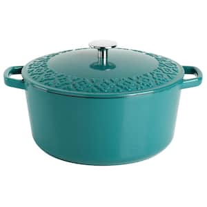 Savory Saffron 3.9 qt. Enameled Cast Iron Dutch Oven with Lid in Teal