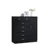 7-Drawer Black Chest of Drawers with Door