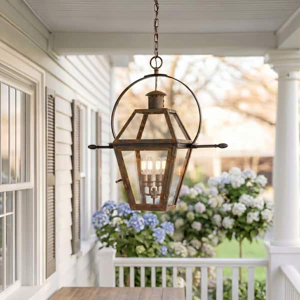Quoizel Rue De Royal 4-Light Bronze Outdoor Pendant Light RO1914IZ