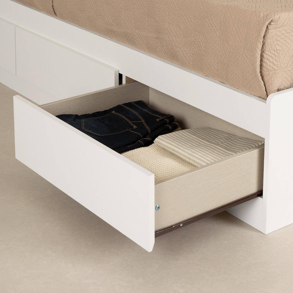 Pure White Fusion Full/Double Bed with 3 Storage Drawers