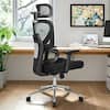 Side view of a black ergonomic office chair with mesh back.