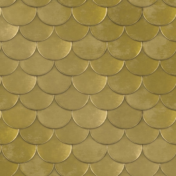 Genevieve Gorder Metallic Gold Brass Belly Vinyl Peel and Stick Wallpaper Roll (Covers 15.37 sq. ft. )